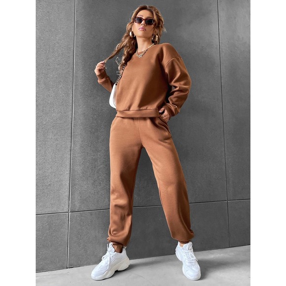 2 piece set casual Sweatshirt & Sweatpants set minimalist gray - Picture 10 of 11